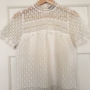 Zara Woman White Crochet Top - S